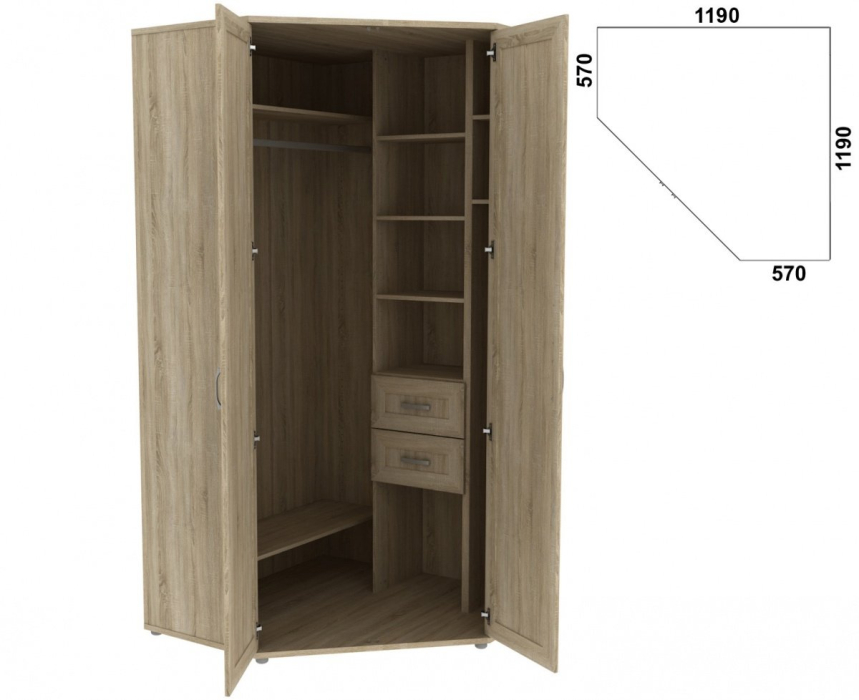 Угловые шкафы, Шкаф угловой с зеркалами 534.02 