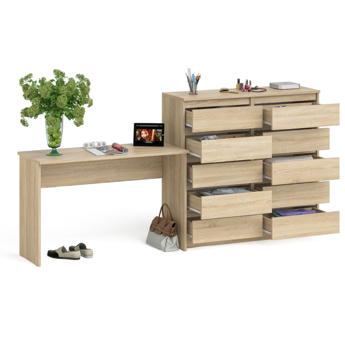 Домашние кабинеты, Большой комод МК1200.10 десять ящиков и письменный стол МСП1200 Мори