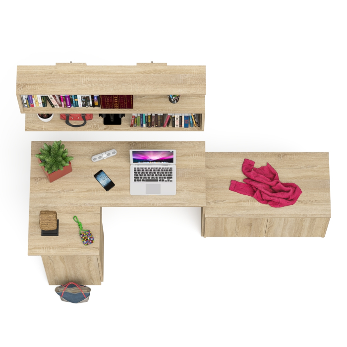 Угловые, Угловой компьютерный стол Мори МС-16 левый с тумбой две двери МА900.1 и широкой полкой 1200