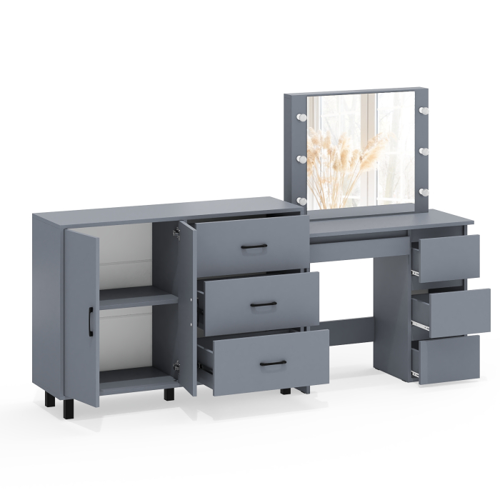 С зеркалом, Комод-тумба 123-1204 и столик косметический с подсветкой и зеркалом Сура