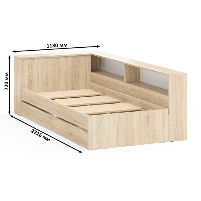 Спальные гарнитуры, Кровать с ящиками с прикроватным блоком для вещей Ксения 900 и столик косметический с подсветкой Сура