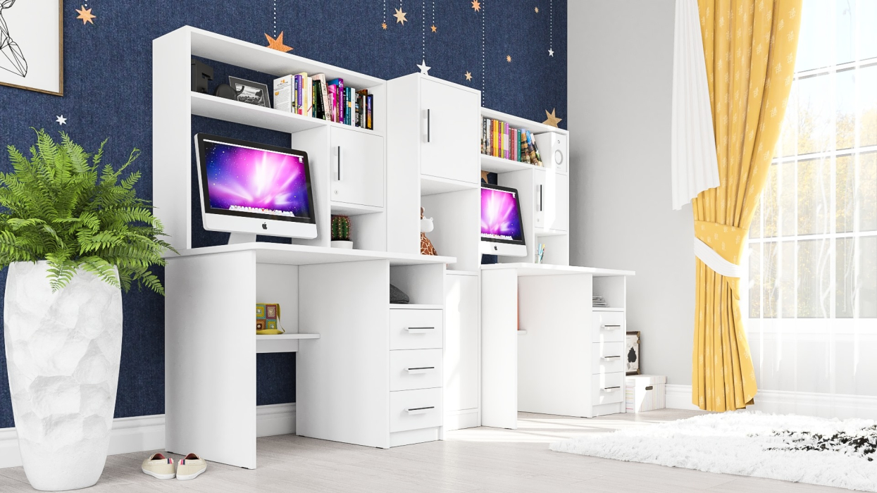 Домашние кабинеты, Стенка из компьютерных столов для двоих человек СК-9