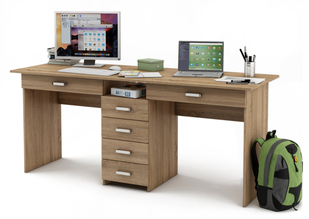 Детские парты, столы и стулья, Письменный стол с ящиками Лайт 11Я для двоих