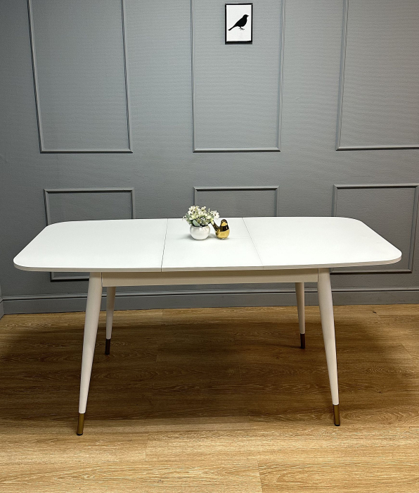 Обеденные столы, Стол Kenner K1250 раздвижной, стекло белое сатин