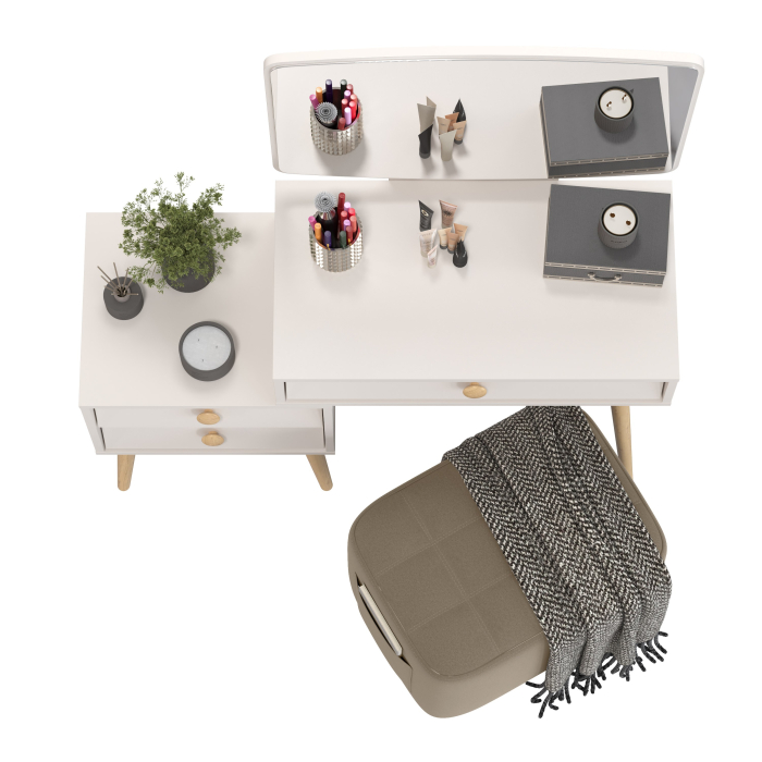 С зеркалом, Пуфик с карманом Вики и косметический столик Афина