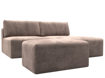 Диван угловой модульный с пуфом Лига-060 НПБ угол универсальный, велюр TOWER