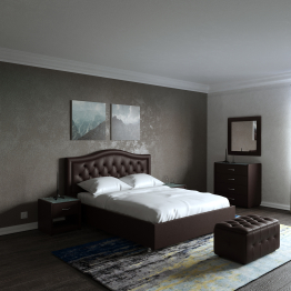 Кровать с мягким изголовьем Ротонда, база, экокожа, 140*200