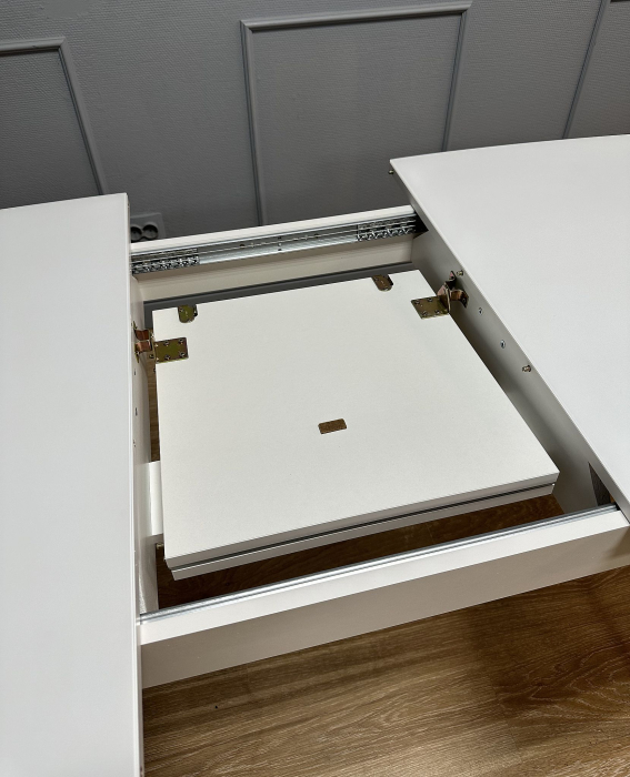 Обеденные столы, Стол Kenner K1250 раздвижной, стекло белое сатин