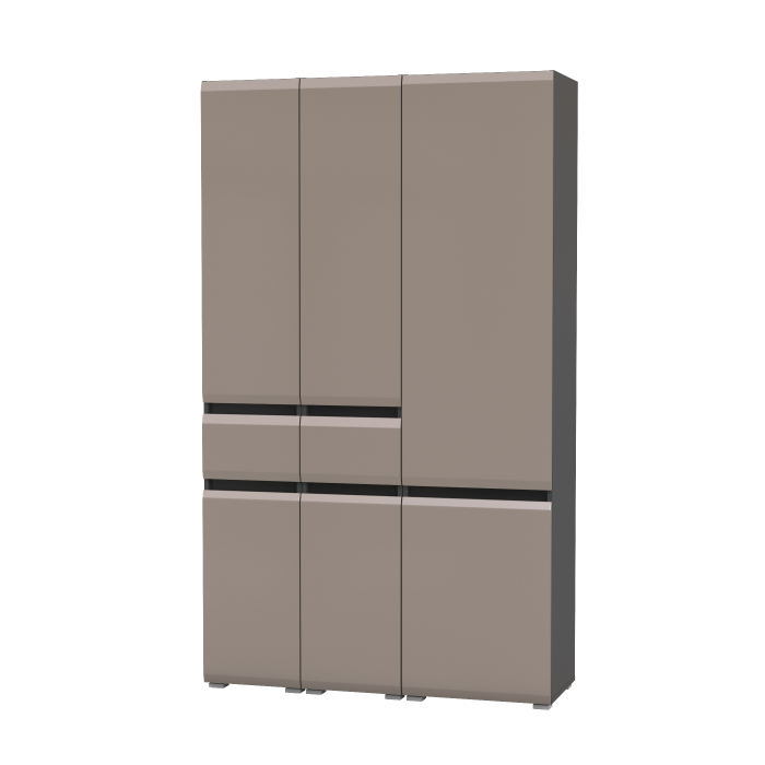 Шкафы распашные, Стенка из шкафов Сидней из двух шкафов с ящиком и одного шкафа-витрины