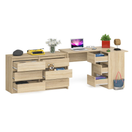 Комод Мори 1200 6 ящиков и компьютерный угловой стол МС-16 правый