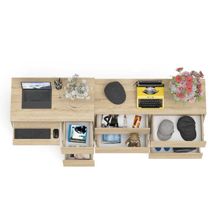 Домашние кабинеты, Комод Мори МК-1200 6 ящиков и компьютерный стол МС-6 три ящика справа