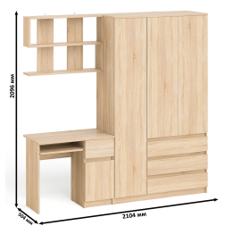 Шкаф-комод Мори МШ1200.1 со столом Мори МС-1 правый и полкой Мори 900
