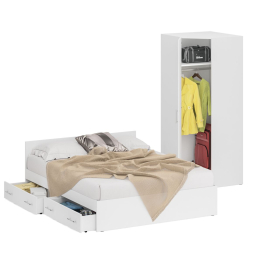 Двуспальная Кровать с ящиками 1600 с угловым шкафом Стандарт