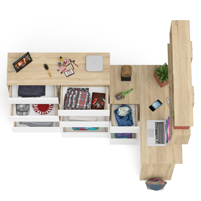 Домашние кабинеты, Стол угловой компьютерный Мори МС-16 левый с комодом на 10-ть ящиков и полкой на 1200