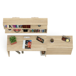 Комод три ящика Мори 800 с письменным столом 1200 и навесной полкой 1200