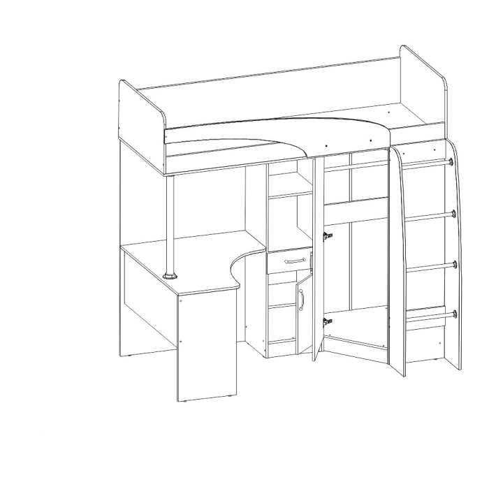 Кровати-чердаки, Кровать-чердак со шкафом и столом Карина