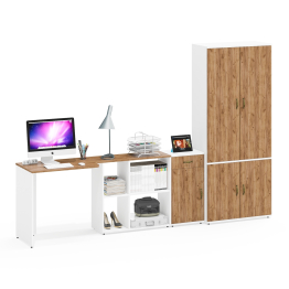 Тумбочка для документов Лидер-8 3.15 с рабочим столом и шкафом для одежды и документов