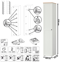 Тумба для обуви с зеркалом и два шкаф-пенала с полками Остин