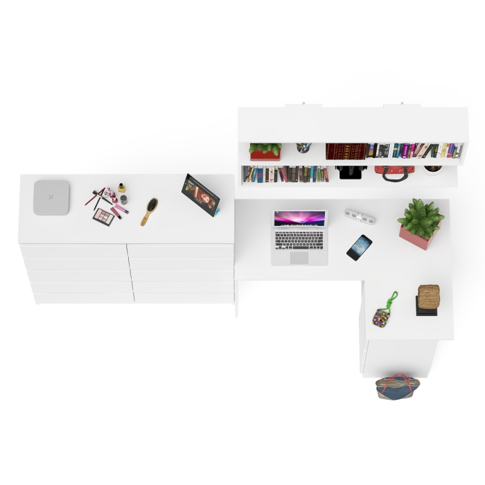 Домашние кабинеты, Набор мебели из углового компьютерного стола Мори МС-16 правого с книжной полкой и комода МК1200.10