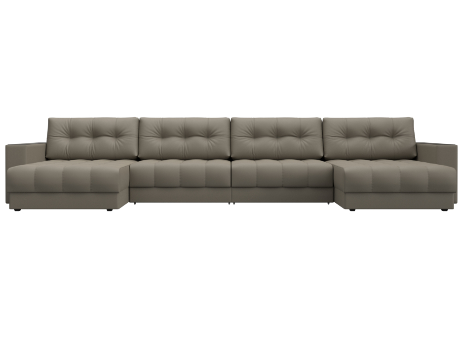 Дизайнерские диваны для гостиной, Диван П-образный с декором Лига-049 НПБ Лонг, экокожа GRIFON