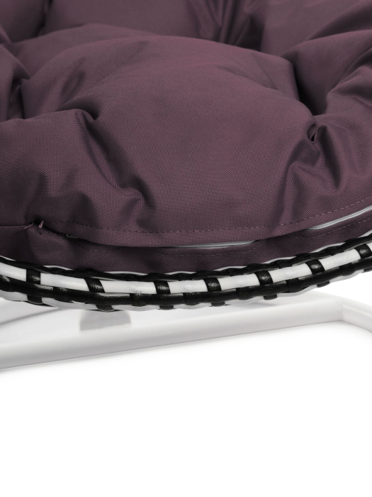 Подвесные кресла, Подвесное кресло КАПЛЯ ЛЮКС белая стойка двуцветное с ротангом