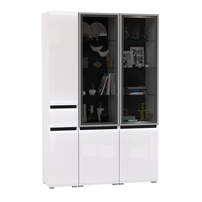 Шкафы распашные, Горка для гостиной Сидней из шкаф-витрина 2 штуки и шкаф с ящиком 13.202