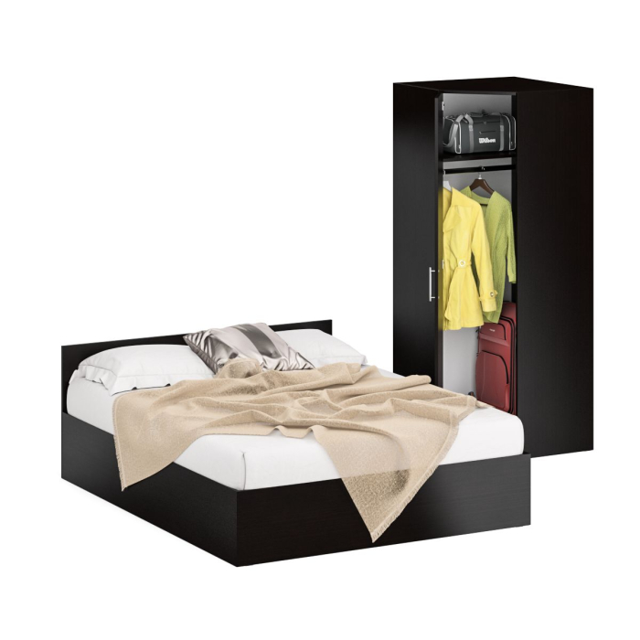 Спальные гарнитуры, Кровать двуспальная 1600 с угловым шкафом Стандарт