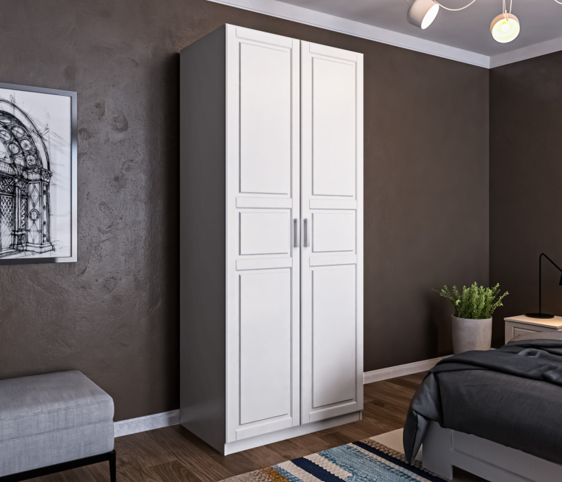 Шкафы распашные, Шкаф 2х дверный МАКС 1000 Белый/МДФ Белый матовый