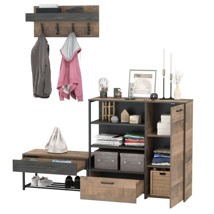 Прихожие, Обувница с сиденьем с комодом с дверкой и вешалкой Трувор