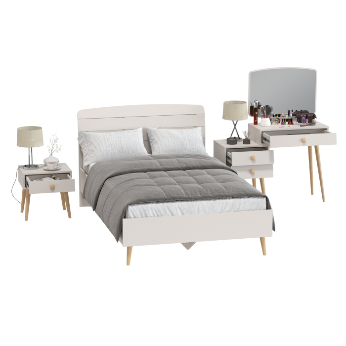 Спальные гарнитуры, Спальный гарнитур Афина с туалетным столиком и прикроватной тумбочкой