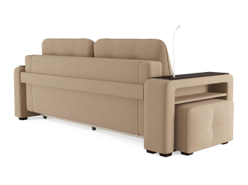 Диван-кровать прямой Smart 4 пуф слева Велюр