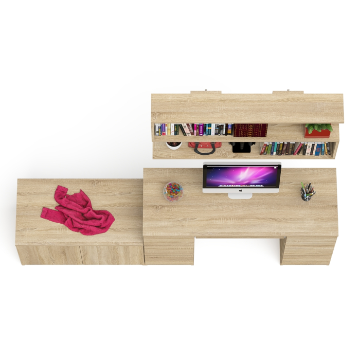 Домашние кабинеты, Стол компьютерный Мори МС-2 с верхней полкой и тумбой МА900.1