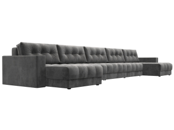 Диван П-образный с декором Лига-049 НПБ Мегалонг, велюр TOWER