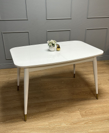 Стол Kenner K1200 раздвижной, стекло белое глянец