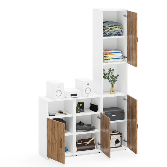 Домашние кабинеты, Пенал для домашнего офиса и две тумбы с дверками Лидер-8.