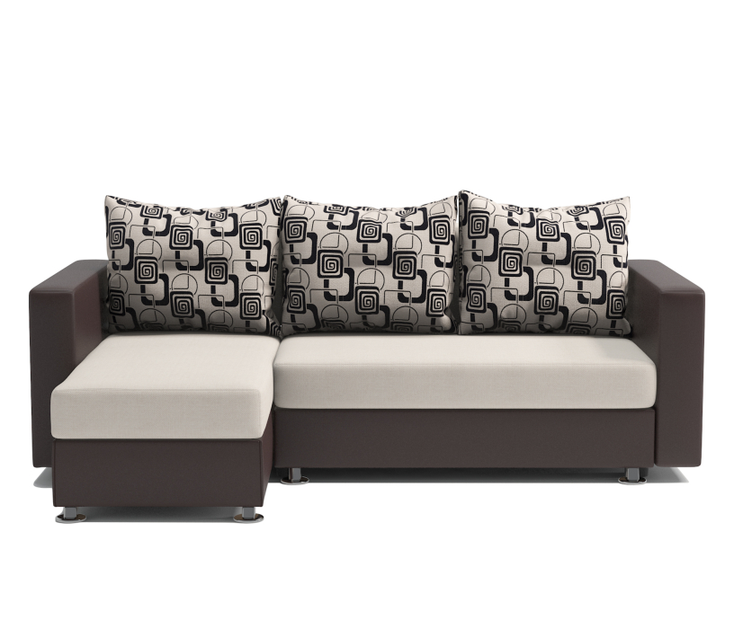 Диваны угловые в гостиную, Угловой диван Ария левый, шенилл / экокожа