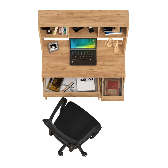 Прямые компьютерные столы, Компьютерный стол Моби Комфорт 12.77F с компьютерным креслом 103 чёрного цвета