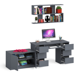 Стол компьютерный Мори МС-2 с верхней полкой и тумбой МА900.1