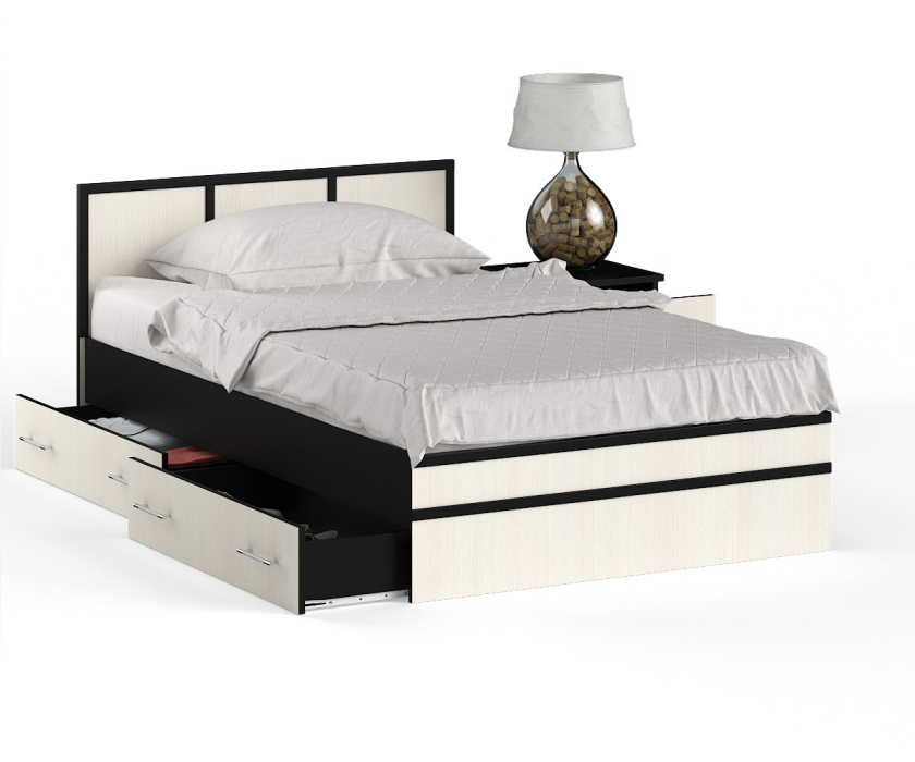 Спальные гарнитуры, Кровать с ящиками Сакура 1200 с прикроватной тумбой