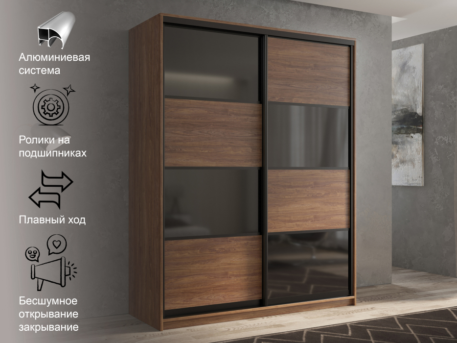 Шкафы-купе 2-х дверные, Шкаф-купе 2х дверный Кааппи 13 160х60