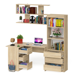 Уголок школьника Мори с угловым столом и полкой и стеллажом