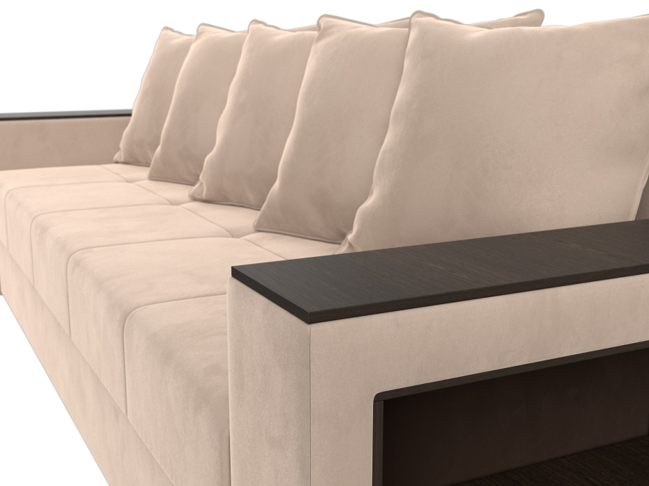 Диваны прямые, Диван прямой Дубай Лайт полки справа, велюр