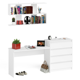 Комод Мори четыре ящика МК800.4 с письменным столом с навесной полкой на 1200