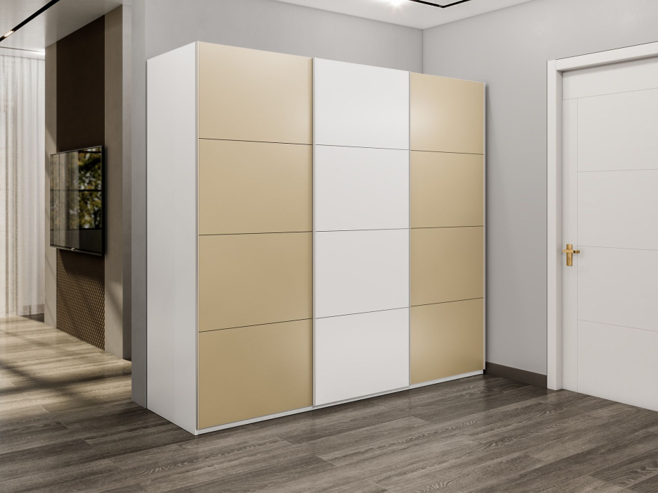 Шкафы-купе 3-х дверные, Шкаф-купе Эста 3-х дверный ДСП/Стекла фисташка/Доводчик 240х66х240