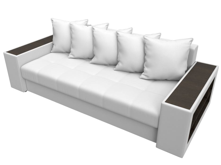 Диваны еврокнижки, Диван прямой Дубай полки справа, экокожа GRIFON