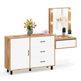 Комод с дверками и ящиками 122-1204 и косметический столик навесной с подсветкой