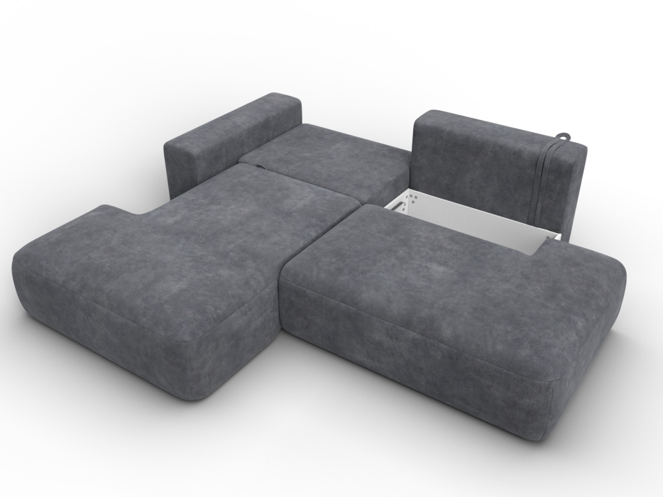 Диваны угловые в гостиную, Диван угловой Лига-036 НПБ Модерн левый угол, велюр BRUT