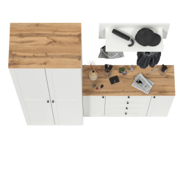 Шкаф в прихожую две двери с комодом и вешалкой для одежды с полкой Остин