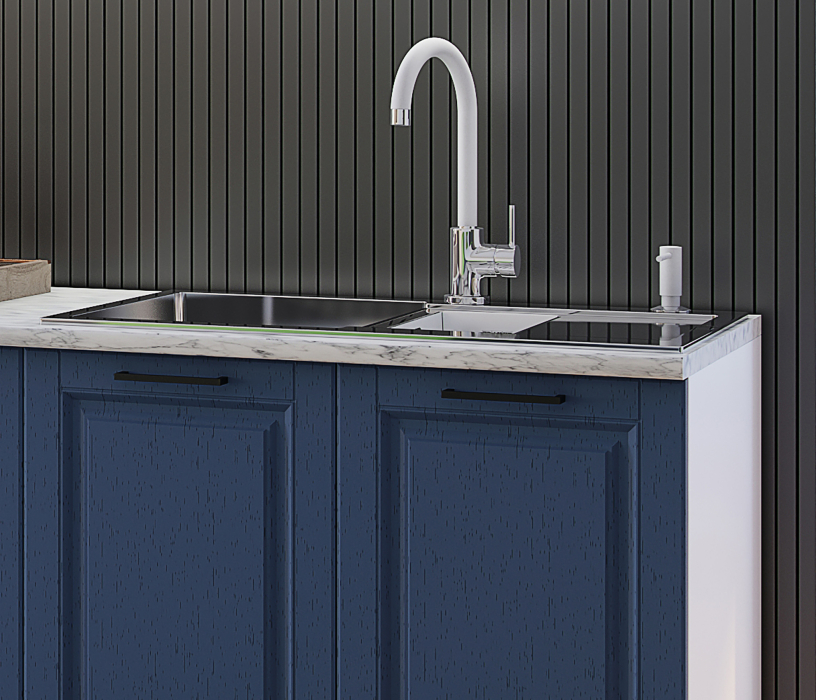 Кухонные гарнитуры, Кухня Вита 2,0 м Белый/Индиго МДФ