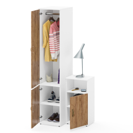 Пенал глубокий с вешалкой для одежды и полкой и тумба с открытой нишей Лидер-8